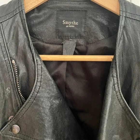 Smythe Pagoda Lambskin Black Leather Jacket - Picture 3 of 8